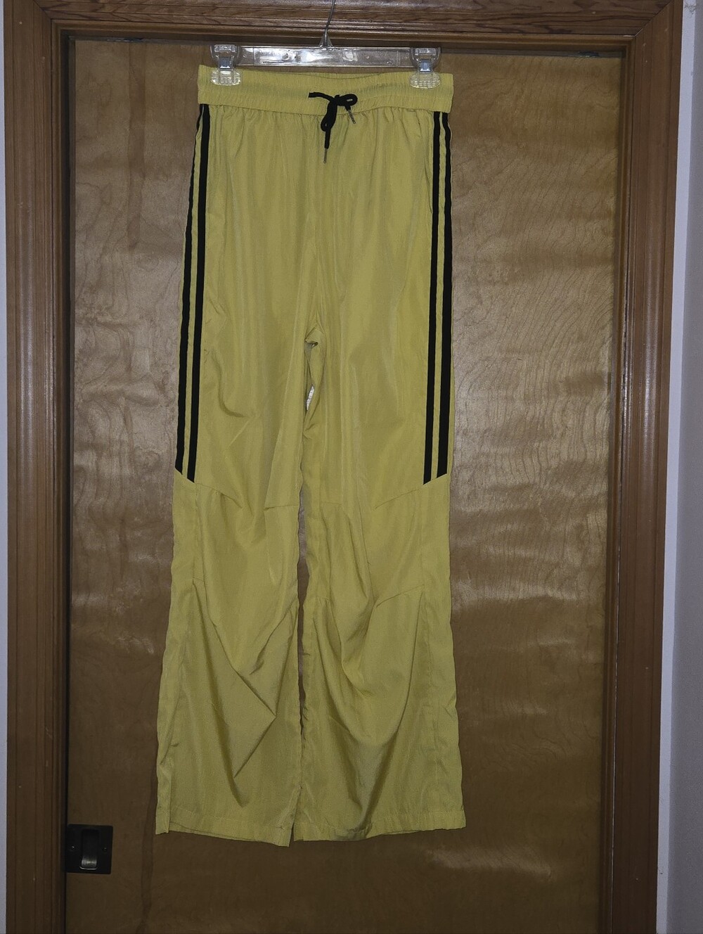 Size S Yellow Women’s Track Pants with Black Stripes